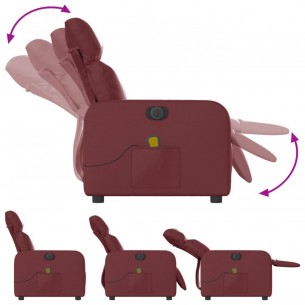 Fauteuil de massage inclinable électrique rouge bordeaux