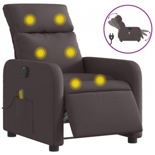 Fauteuil de massage inclinable électrique Marron foncé Tissu