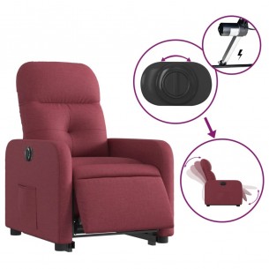 Fauteuil inclinable électrique rouge bordeaux tissu