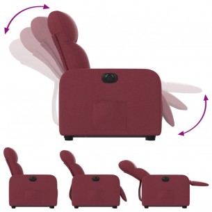 Fauteuil inclinable électrique rouge bordeaux tissu