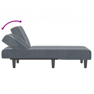 Chaise longue gris foncé velours
