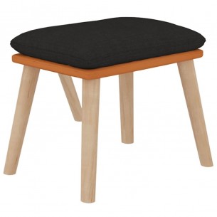 Chaise de relaxation avec repose-pied Noir Similicuir et tissu