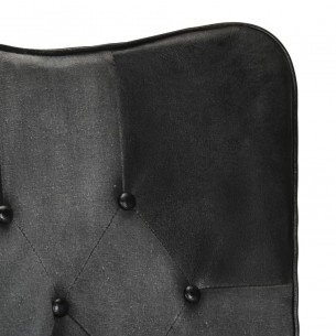 Chaise à oreilles Noir et gris Cuir véritable