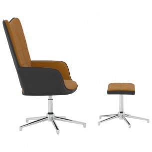 Chaise de relaxation avec repose-pied Marron Velours et PVC