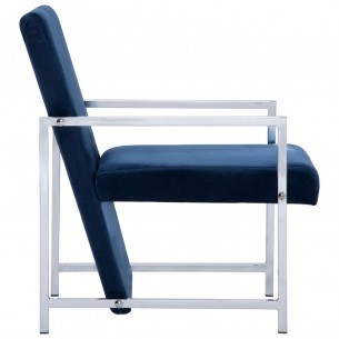 Fauteuil avec pieds en chrome Bleu Velours