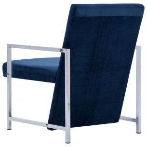 Fauteuil avec pieds en chrome Bleu Velours