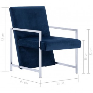 Fauteuil avec pieds en chrome Bleu Velours
