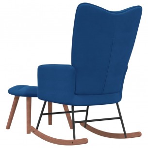 Chaise à bascule avec repose-pied Bleu Velours