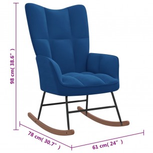 Chaise à bascule avec repose-pied Bleu Velours