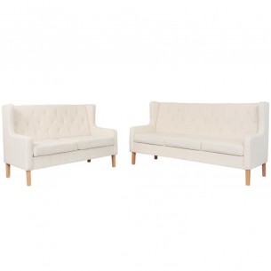 Ensemble de canapés 2 pcs tissu blanc crème