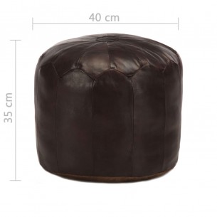 Pouf 40 x 35 cm Marron foncé Cuir véritable de chèvre