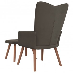 Chaise de relaxation avec repose-pied Gris foncé Velours