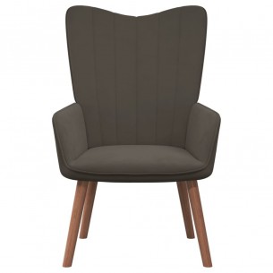 Chaise de relaxation avec repose-pied Gris foncé Velours
