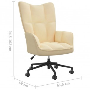 Chaise de relaxation Blanc crème Velours