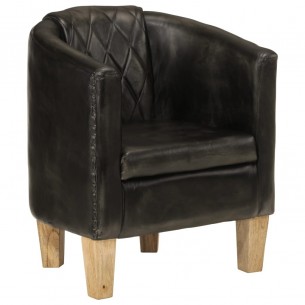Fauteuil cabriolet gris cuir véritable