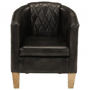 Fauteuil cabriolet gris cuir véritable