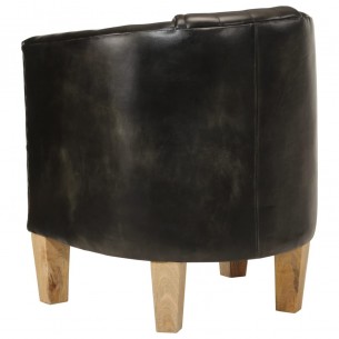 Fauteuil cabriolet gris cuir véritable