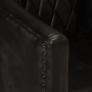 Fauteuil cabriolet gris cuir véritable