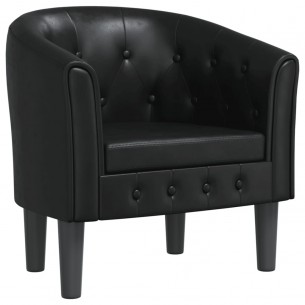 Fauteuil cabriolet noir similicuir