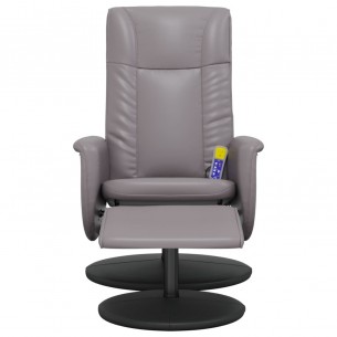 Fauteuil inclinable de massage avec repose-pied gris similicuir