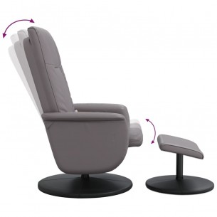 Fauteuil inclinable de massage avec repose-pied gris similicuir
