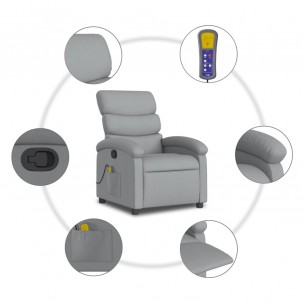 Fauteuil de massage inclinable Gris clair Tissu