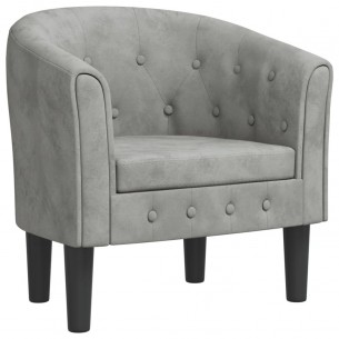 Fauteuil cabriolet gris clair velours