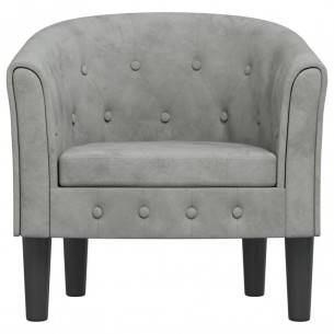 Fauteuil cabriolet gris clair velours
