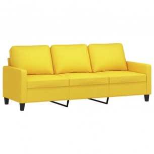 Canapé à 3 places avec repose-pieds Jaune clair 180 cm Tissu
