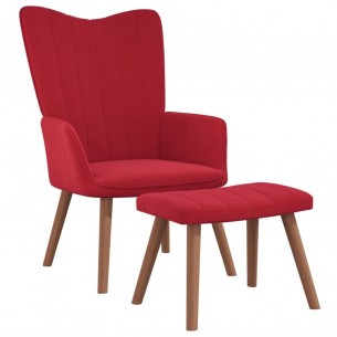 Chaise de relaxation avec repose-pied Rouge bordeaux Velours