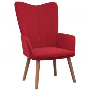 Chaise de relaxation avec repose-pied Rouge bordeaux Velours