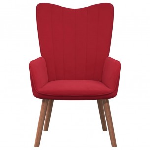 Chaise de relaxation avec repose-pied Rouge bordeaux Velours