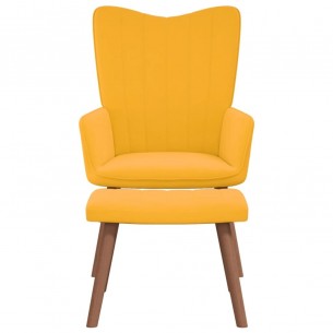 Chaise de relaxation avec repose-pied Jaune moutarde Velours