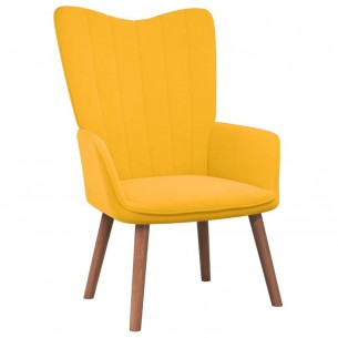 Chaise de relaxation avec repose-pied Jaune moutarde Velours