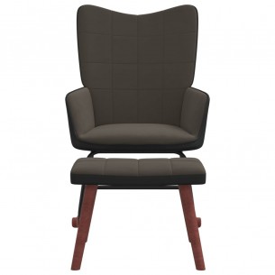 Chaise à bascule avec repose-pied Gris foncé Velours et PVC