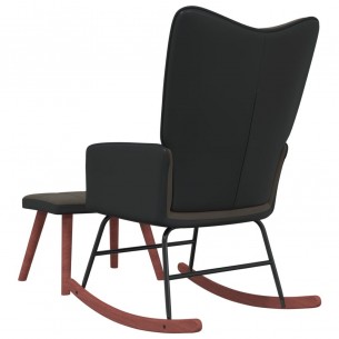 Chaise à bascule avec repose-pied Gris foncé Velours et PVC