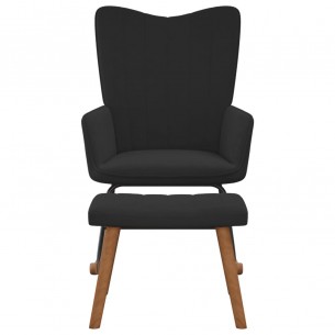 Chaise à bascule avec repose-pied Noir Velours
