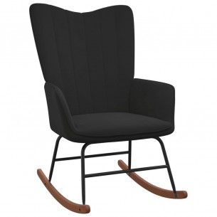 Chaise à bascule avec repose-pied Noir Velours
