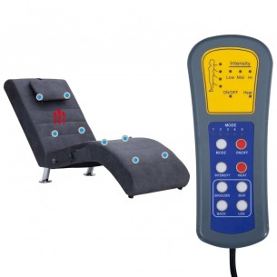 Chaise longue de massage avec oreiller Gris Similicuir daim