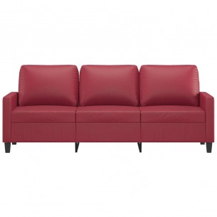 Canapé à 3 places Rouge bordeaux 180 cm Similicuir