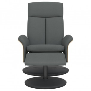 Fauteuil inclinable avec repose-pied gris foncé tissu