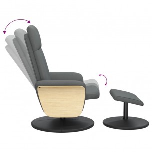 Fauteuil inclinable avec repose-pied gris foncé tissu