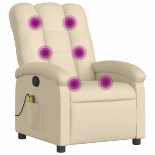 Fauteuil de massage inclinable Crème Tissu