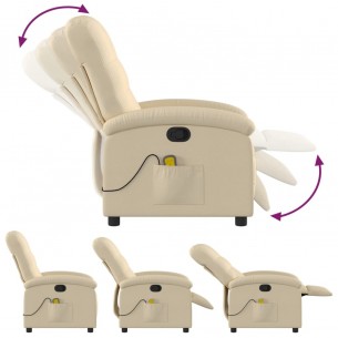 Fauteuil de massage inclinable Crème Tissu