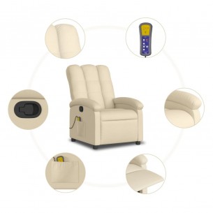 Fauteuil de massage inclinable Crème Tissu