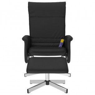 Fauteuil inclinable de massage avec repose-pied noir similicuir