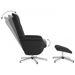 Fauteuil inclinable de massage avec repose-pied noir similicuir