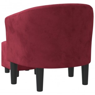 Fauteuil cabriolet avec repose-pied rouge bordeaux velours