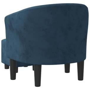 Fauteuil cabriolet avec repose-pied bleu foncé velours