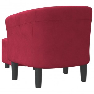 Fauteuil cabriolet avec repose-pied rouge bordeaux velours